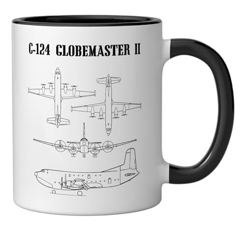 Taza cerámica C-124 Globemaster II diseño avión 11 oz miniatura 2