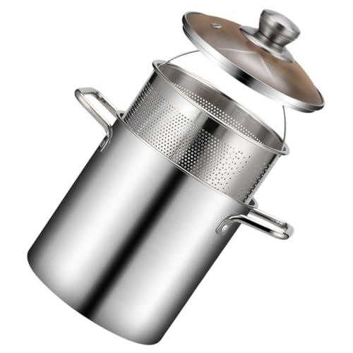 OUNONA Deep Frying Basket Lid 304 Stainless Steel Fryer Pot Basket Set Heat-resistant Handle for Home Restaurant