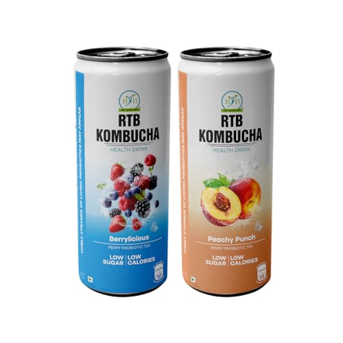 Image of RTB KOMBUCHA Combo of 2-250ml Each (Mixed Berries & Peach) Helps in Immune System & Digestive System