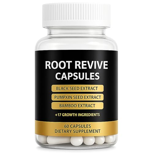 Root Revive Capsules - Hair Growth Capsules for Black Women With Black Seed Extract Biotin Bamboo Extract and Saw Palmetto Support New Hair Growth Nourish & Strengthen Hair Strands 60 Ct