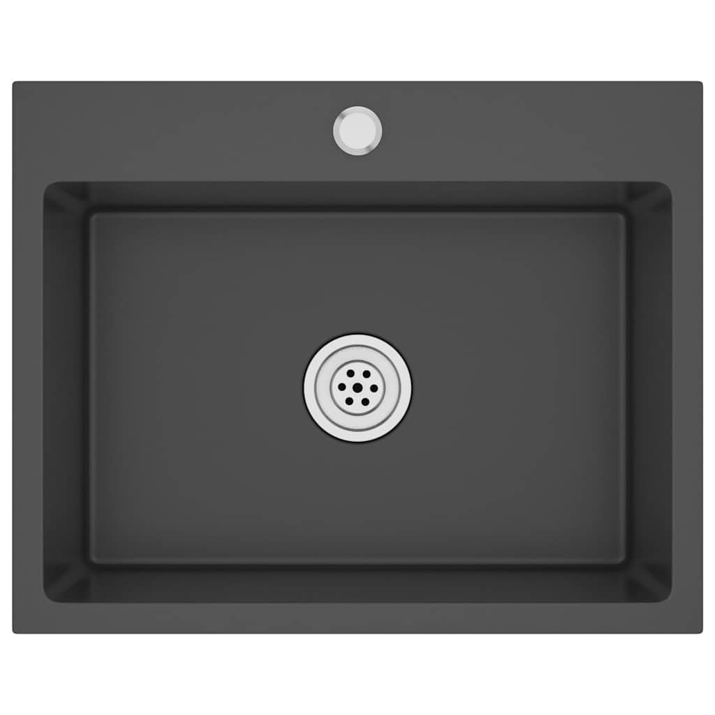 vidaXL Handmade Kitchen Sink - Black Stainless Steel - 55x44x20cm - Undermount, Flush Mount, Drop In