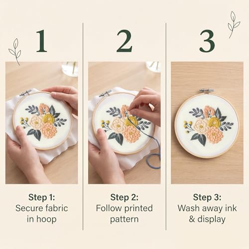 Image of Leisure Arts Mini Maker Embroidery Kit, Pink