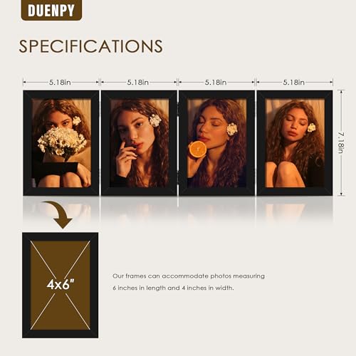 Image of DUENPY 4 Folding 4x6 Accordion Wood Frame Plexiglass Black