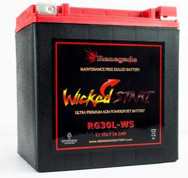 RG30L-WS; Arctic Cat battery 600+ CCA:s Fits 1000cc engine (2012, 2013, 2014, 2015, 2016, 2017, 2020, 2021, 2022) Wildcat 1000/ Wildcat 4 / Wildcat X/Wildcat XX -  Renegade, Arctic Cat Wildcat RG30L-WS