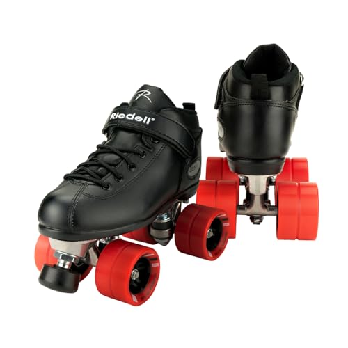 Riedell Dart Roller Skates for Men and Women - Colorful, Ultra-Durable Speed Skate with Precision Fit and Matching Color Wheels, Roller Skates, Black - 8