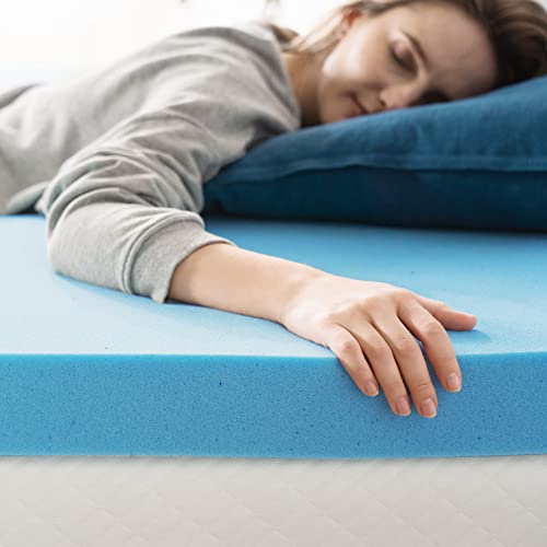 Image of Zinus Green Tea Cooling Gel Memory Foam Mattress Toppers, Full, Blue (OLB-MGT-300F)