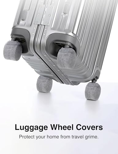INUSO Luggage Wheel Covers 12-Pack for 8-Wheeled Suitcases (2–2.4in), Anti-Fall Silicone Protectors + Dustproof Fabric Socks, Travel & Storage Wheel Protector Set (Black+Grey)4