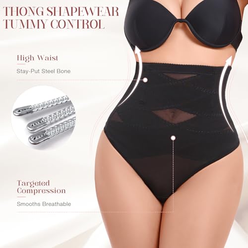 Tummy Control Thong Shapewear for Women - High Waisted Shaping Underwear, Seamless Body Shaper Panties Girdle2