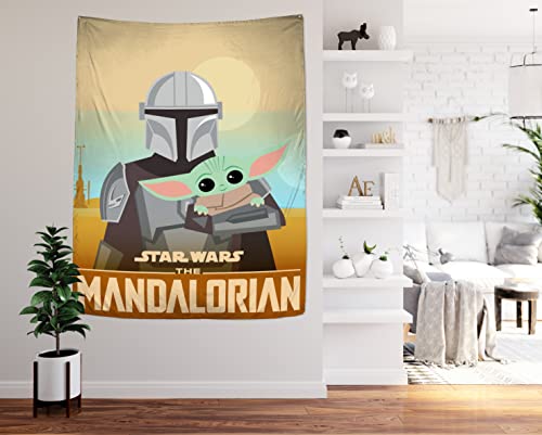 Jay Franco Star Wars The Mandalorian He's With Me Tapestry – 60 X 80 Inch Wall Hanging Features Baby Yoda Grogu – Kids Room Décor (Official Star Wars Product) #TOP3