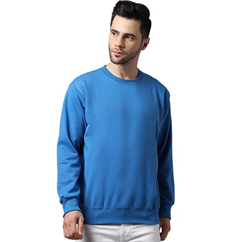 Image of BZR-Men's Fleece Round Neck Regular Sweatshirt (Sw Rrn Black 01-L Black L)(1903)