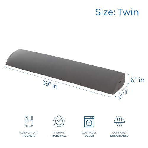 Image of Nestl Bed Wedge Pillow for Headboard, Bed Gap Filler Twin Size with Side Pockets, Headboard Wedge Pillow for Sleeping, Triangle Mattress Gap Filler Twin Size 39 inchx10 inch Pillow Wedge for Headboard Gap