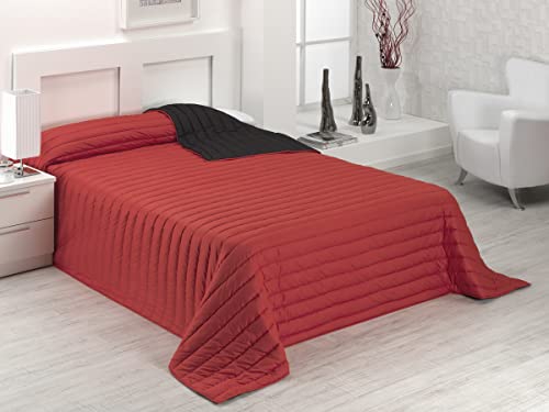 SABANALIA - Colcha Bicolor Multiuso Tutto para Primavera, Verano, Otoño (Disponible en Varias Medidas y Colores) - Cama 150, Rojo/Negro