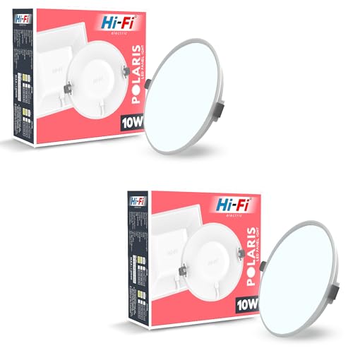 Image of elleys' Polaris Round LED Panel Light - 10W (Cool White) | Tested Upto 4kV Surge Protection | Recessed Ceiling led Light Downlight for Home & Commercial (2 Pcs)