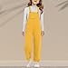 Tween Girls Cotton Overalls Straight Leg Solid Jumpsuit Fashion Loose Fit Boys Pockets Casual School (Yellow, 4-5 Years)