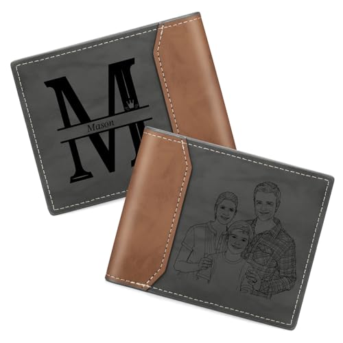 Personalized Wallet for Men with Name & Photo Custom Mens Leather Wallet Personalized Gifts for Men Husband Boyfriend Father