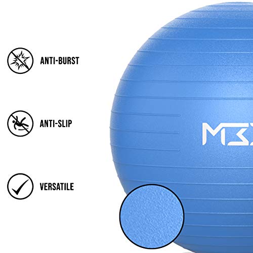 Mode33 Exercise Ball - 55 To 85Cm Extra Thick Anti-Burst Yoga Ball With Hand Pump - Gym Ball For Fitness, Pilates, Pregnancy, Labour, Birthing Ball, Swiss Ball – (L (75Cm), Blue) #TOP1