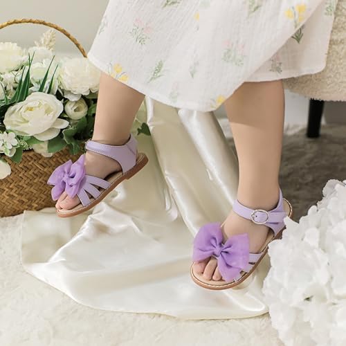 Image of Girls Dress Sandals Comfy Hook and Loop Summer Shoes for Toddlers(TA302 Toddler,Purple /6M)