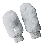 [DAYCLOSET] 手袋 指なし ミトン レディース 2way スマホ対応裏ボアグローブ 防寒 防風 冬 glove172 (ワンサイズ, ライトグレー)