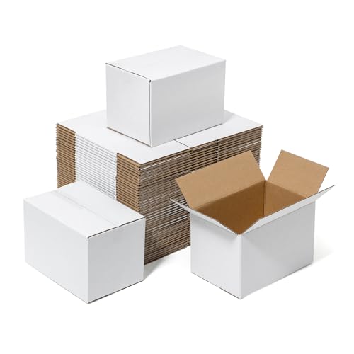 Mefleet Cajas de envío pequeñas de 15 x 10 x 10 cm, paquete de 50 cajas de cartón corrugado para pequeñas empresas, suministros de embalaje de correo blanco