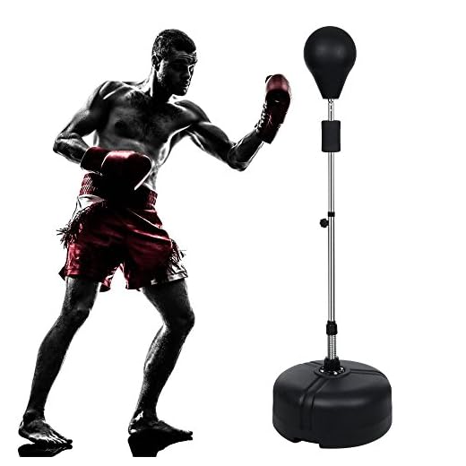 Reflex Bag Speed Punching Bag with Adjustable Height Free Standing Punching Bag Strong Durable Spring Withstands Tough Hits for Adults & Teenagers (Black)