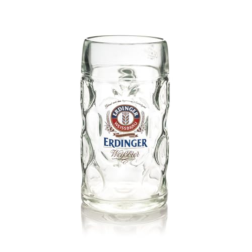 GarageBar | Erdinger 1L Beer Stein | Official Merchandise | 2 Pints/1 Litre Capacity | Perfect for Oktoberfest | Traditional German Beer Stein | Ideal for Home Bar or Man Cave | 1 Glass