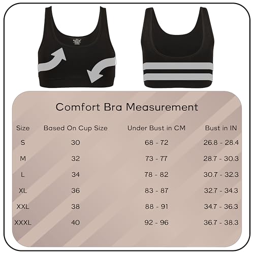 Image of Lavos Bamboo Cotton Comfort Sleeping Bra for Women, Slip On Bras to Wear at Home, Non-Padded & Non-Wired Sports Bras, Full /High Coverage, Soft Comfortable & Breathable Broad Strap Bra (Pack of 2)