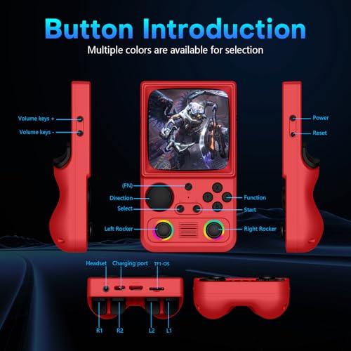 Image of R36TMAX Retro Handheld Game Console, Retro Gaming Console with 4.0 Inch 720x720 IPS Screen, Portable Handheld Linux System, 4000mAh Battery (Dark Red-128GB)