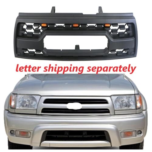 Front Grill For 3rd Gen 1996 1997 1998 1999 2000 2001 2002 T*y*ta 4Runner TRD PRO Aftermarket Grill Replacement All Models With 3 LED Lights And Letters