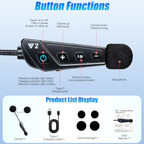 Auriculares para moto Bluetooth OBEST interfono para casco con audio manos libres 7