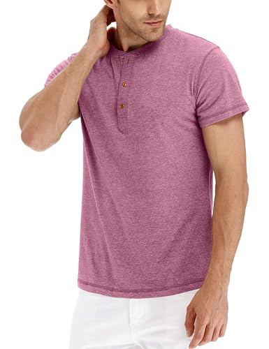 OZL Men's Henley Shirt, Men Polo Short Sleeve Blend T-Shirt with Buttons, Casual Summer Basic Tee 3Pcs2