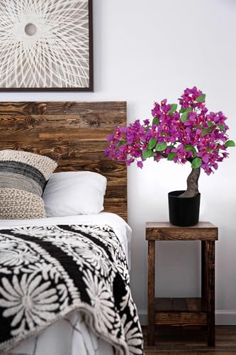 Briful Buganvílias artificiais com flores buganvílias 52,8 cm, árvore bonsai com vaso preto, buganví