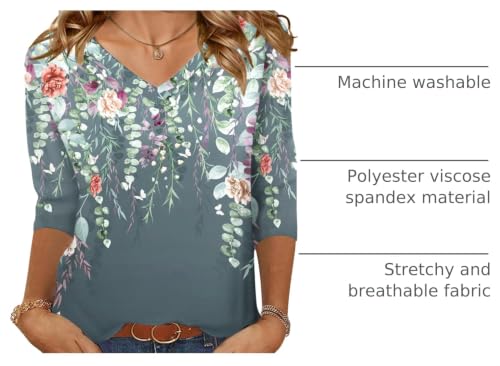 Image of Zeagoo Womens Blouse Casual 3 /4 Length Sleeve V Neck Basic T-Shirts Spring Summer Cute Tunic Tops Business Work Tees