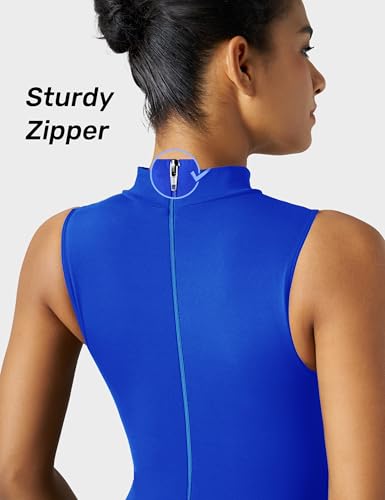 Image of speerise Women Sleeveless Turtleneck One Piece Romper for Yoga Workout Jumpsuit with Tummy Control Bodysuit