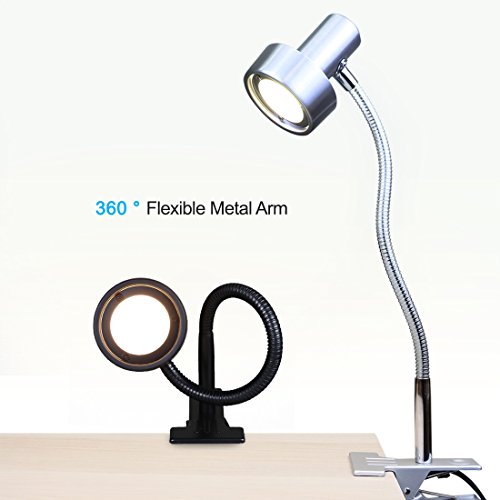 O’bright Led Clip On Light For Bed Headboard/Desk, Dimmable Led Desk Lamp With Metal Clamp, 5W Led, Flexible Gooseneck, Adjustable Brightness For Eye-Care Reading, Vintage Design (Metal Black) #TOP2