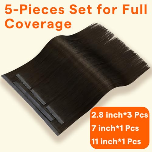 Image of Full Shine Butterfly Weft Hair Extensions 24 Inch 100g 5pcs Dark Brown | Remy Human Hair, Seamless Micro Beads Weft, Beginner Friendly, Photoshoot Hairstyle, Full Length Styling, Easy Wear & Remove