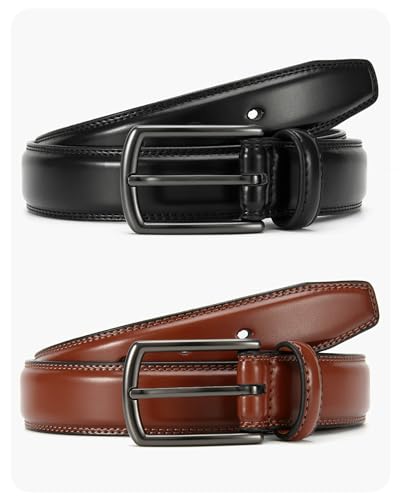 CHAOREN Ledergürtel Herren 2er-Pack, Gürtel Herren Leder Set für Anzug 32mm, Anzuggürtel Perfekt für Lässige Jeans und Business Outfits