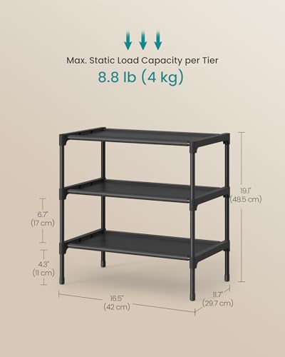 Image of SONGMICS Shoe Rack, Space-Saving, Entryway, Metal Frame | Space-Saving Shoe Storage Organizer, Non-Woven Fabric Shelves, ULSH013BH01