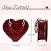 WUDFUME Heart Shape Satchel Crossbody Purse for Women Cute Heart Small Handle Tote Shoulder Bags, Red