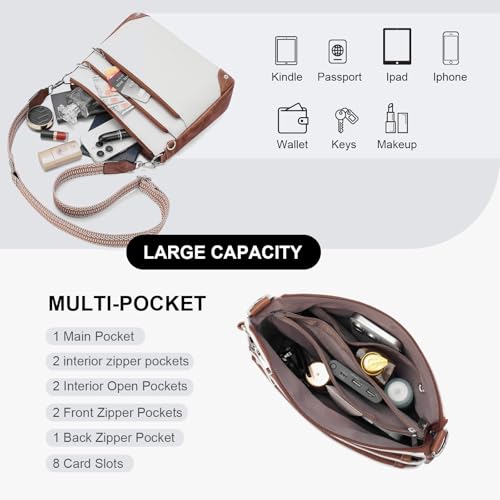 Image of Crossbody Bags for Women Rfid Travel Crossbody Purses Leather Handbags Medium Shoulder bag with Adjustable Strap