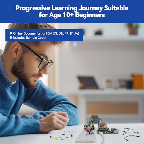 SunFounder Raspberry Pi Starter Kit with 300 Components, Compatible with Raspberry Pi 4B/3B+/3B/Zero 2 W, Supports Python C, Learn Electronics and Programming for Beginners