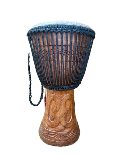 AMI 14-Inch Authentic Professional Djembe Drum with Hand Carvings