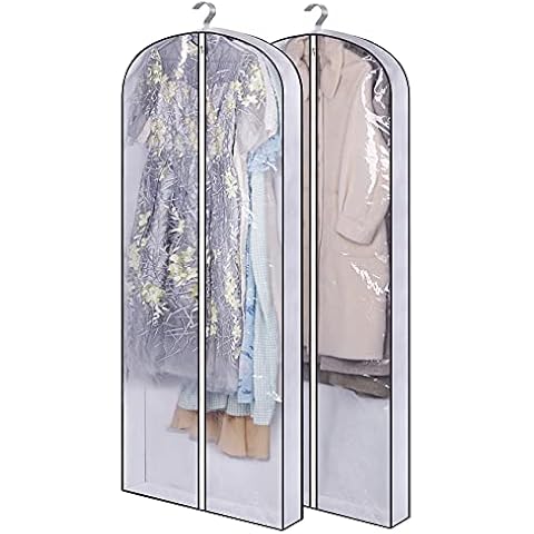 SLEEPING LAMB 60'' Gusseted Garment Bags for Closet Storage Clear Dress Bag Hanging Clothes Storage for Long Gowns, Coats, Sweaters, 2 Packs Cover