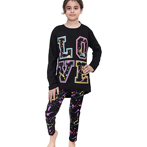 Image of A2Z 4 Kids Girls Love Crop Top T-Shirt And Splash Fashion Leggings Girls Pants Kids Outfit Sets Age 5-14 Years
