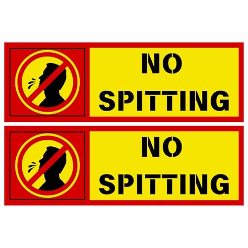 Image of No Spitting Sign Sticker Board 20.5 x 7 CM | Peel & Stick or Screw Fix | Pack of 2 | Waterproof Indoor Outdoor Wall Sign (No Spitting, Small - 20.5 X 7 CM)