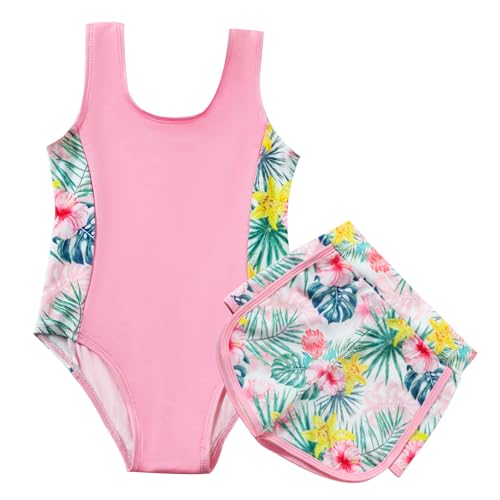 Image of DREAM BUS Toddler Girls One Piece Swimsuits with Boyshorts Little Girls Bathing Suit Summer Swimwear for 18M-6Y
