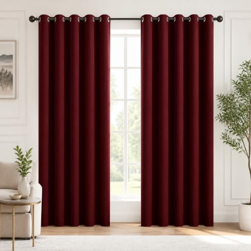 Deconovo 100% Blackout Curtains for Living Room 84 Inch Length 2 Panels Set