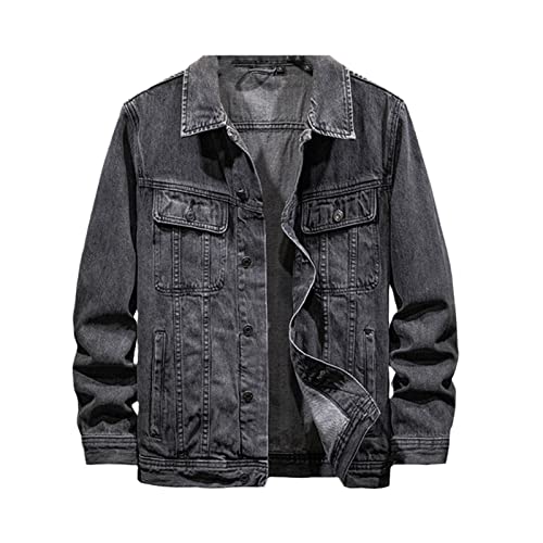 Veste en jean noir homme Kelsiop en coton stretch denim classique casual taille XXL