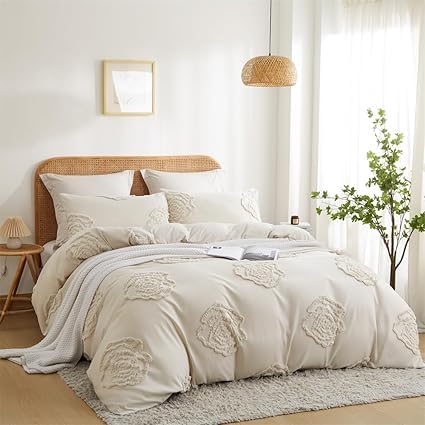 LALAWAT EXPORT Luxury 100% Cotton Duvet- 3-Pcs Boho Bedding Tufted Queen XL Size Duvet Covers, Soft and Lightweight Duvet Covers Set for All Seasons (Queen XL, Pattern-4)