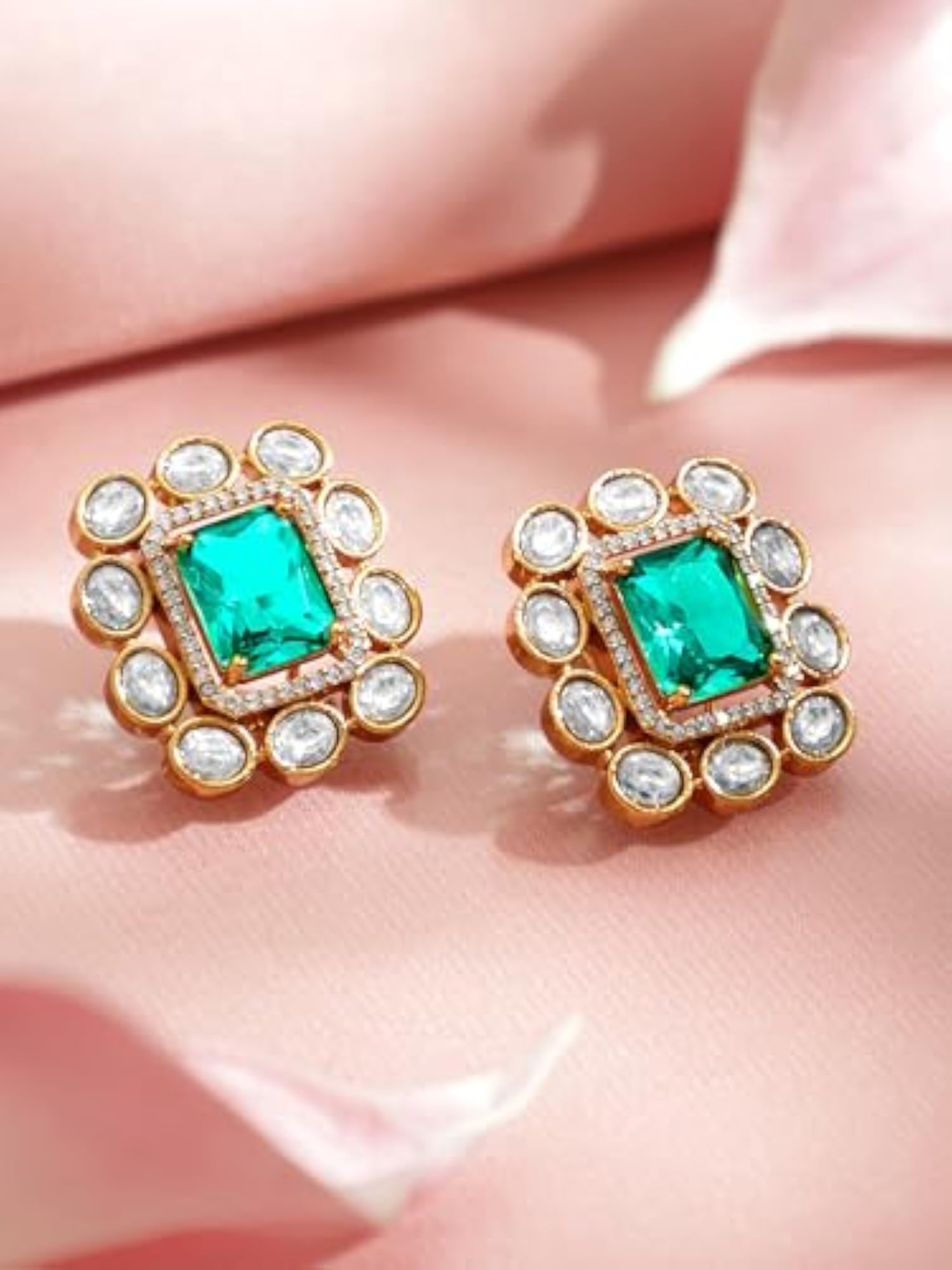 Women's American Diamond Zirconia Crystal Stud Earrings, Party