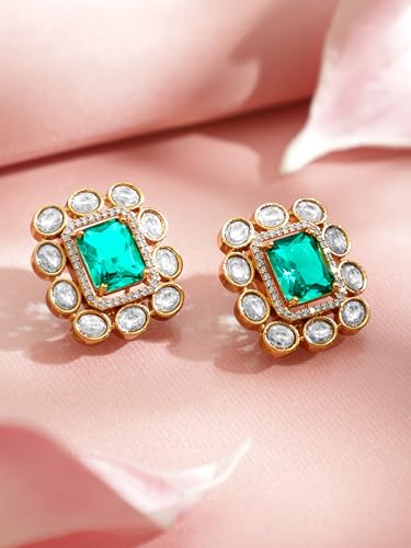 Image of Rubans Stud Earrings American Diamond Zirconia & Crystal Jewellery Gift for Women & Girls